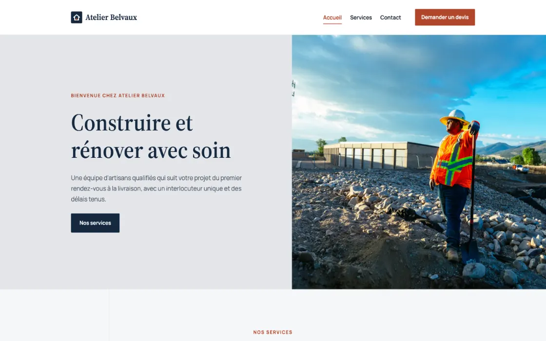 Aperçu d'un design Wethiko pour une entreprise du bâtiment