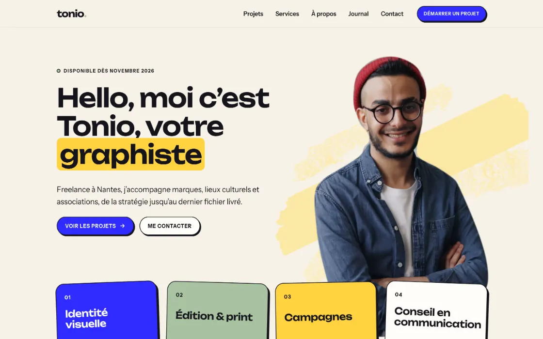 Aperçu d'un design Wethiko pour le portfolio d'un graphiste