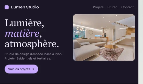 Aperçu d'un site client Wethiko : Lumen Studio, design d'espace à Lyon